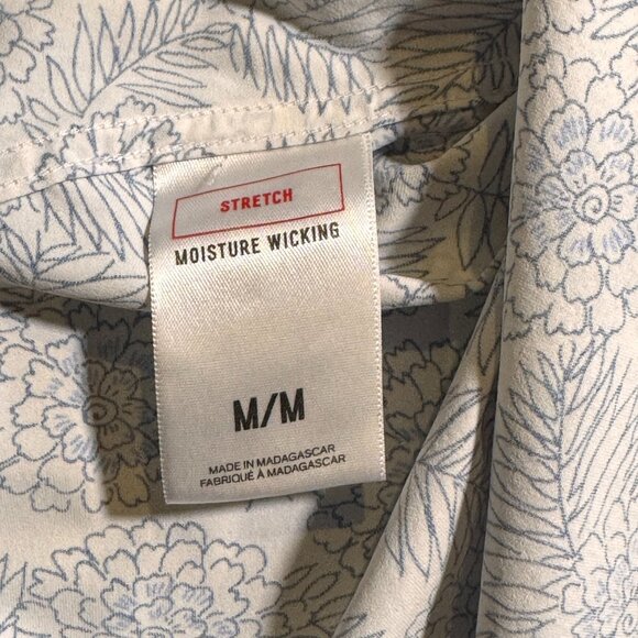 Men's Express Slim Performance Casual Button Down Shirt M White Blue - Picture 8 of 8